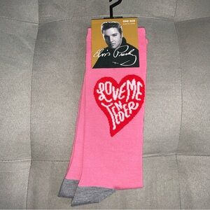 ELVIS PRESLEY 1 Pair of Pink with Red Crew Socks - Love Me Tender Design